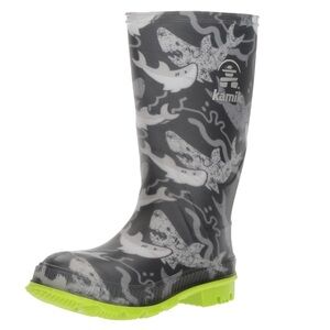 KAMIK Shark Print Unisex children’s Stomp Rain Snow Boots Size Youth 3 BRAND NEW